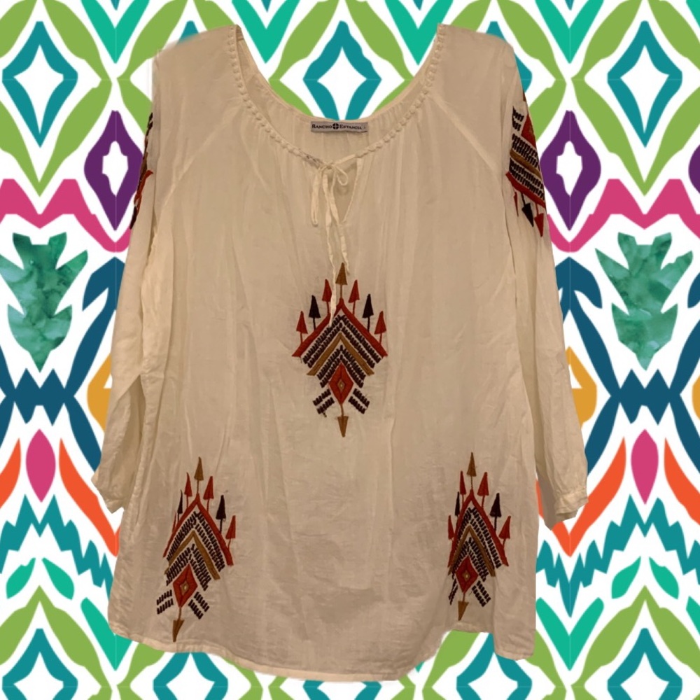 Embroidered Peasant Top Large Rancho Estancia